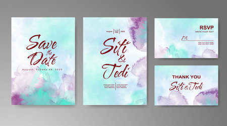 Wedding invitation with abstract watercolor backgroundのイラスト素材
