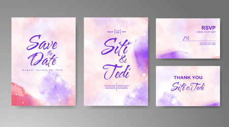Wedding invitation with abstract watercolor backgroundのイラスト素材