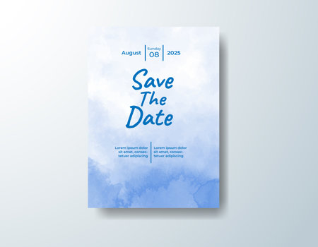 Wedding invitation with abstract watercolor backgroundのイラスト素材