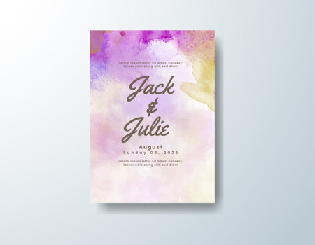 Watercolor wedding invitation cardのイラスト素材