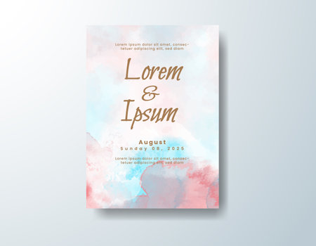 Watercolor wedding invitation cardのイラスト素材