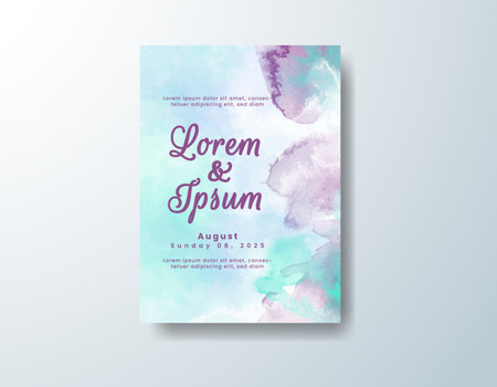 Watercolor wedding invitation cardのイラスト素材