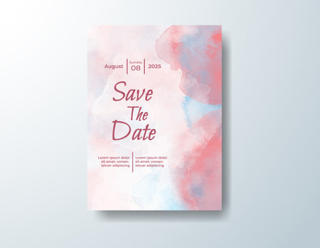 Watercolor wedding invitation cardのイラスト素材