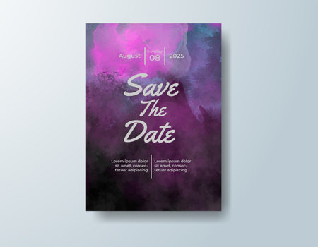 Wedding invitation with abstract splash watercolorのイラスト素材