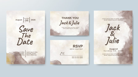 Wedding invitation with abstract splash watercolorのイラスト素材