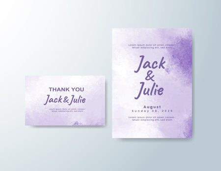 Wedding invitation with abstract splash watercolorのイラスト素材