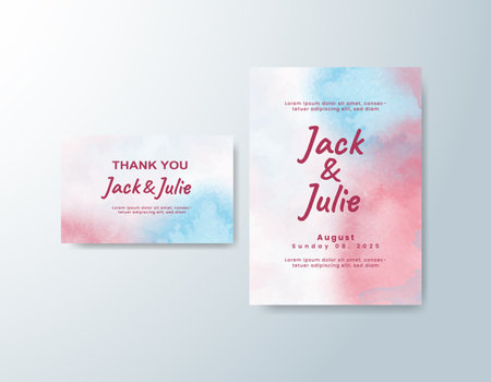 Watercolor wedding invitation cardのイラスト素材