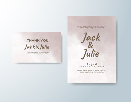 Wedding invitation with abstract watercolor backgroundのイラスト素材