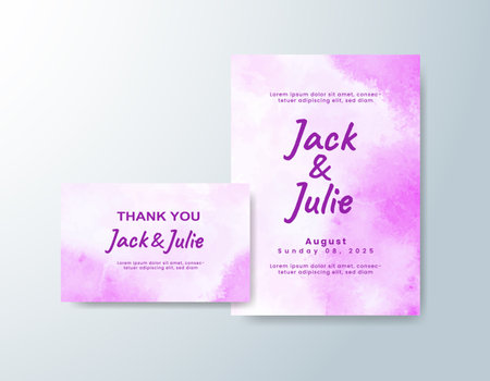 Wedding invitation with abstract watercolor backgroundのイラスト素材