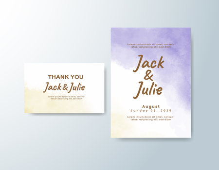 Wedding invitation with abstract watercolor backgroundのイラスト素材