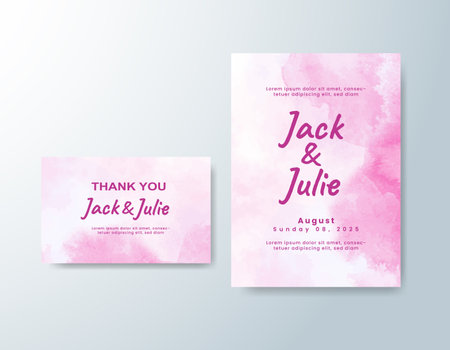 Wedding invitation with abstract watercolor backgroundのイラスト素材