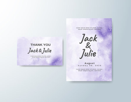 Wedding invitation with abstract watercolor backgroundのイラスト素材