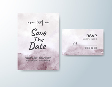 Wedding invitation with abstract watercolor backgroundのイラスト素材
