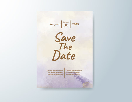 Wedding invitation with abstract watercolor backgroundのイラスト素材