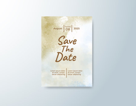 Wedding invitation with abstract watercolor backgroundのイラスト素材
