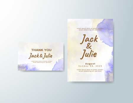 Wedding invitation with abstract watercolor backgroundのイラスト素材