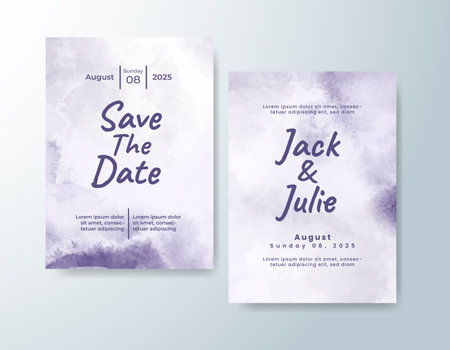 Wedding invitation with abstract watercolor backgroundのイラスト素材