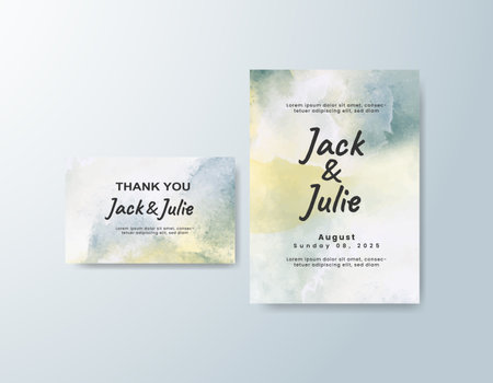Wedding invitation with abstract watercolor backgroundのイラスト素材