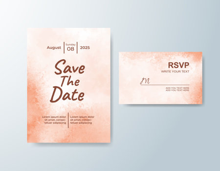 Wedding invitation with abstract watercolor backgroundのイラスト素材