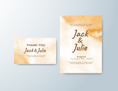 Wedding invitation with abstract watercolor backgroundのイラスト素材