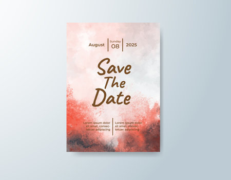 Wedding invitation with abstract watercolor backgroundのイラスト素材