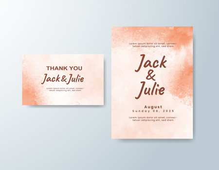 Wedding invitation with abstract watercolor backgroundのイラスト素材