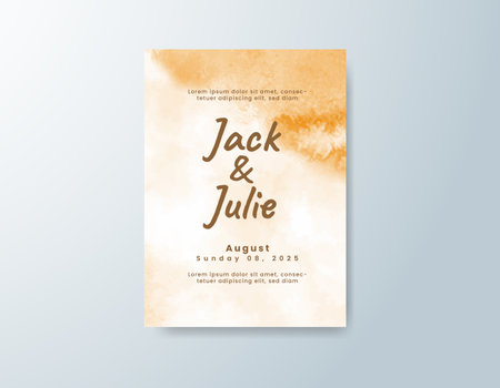 Wedding invitation with abstract watercolor backgroundのイラスト素材