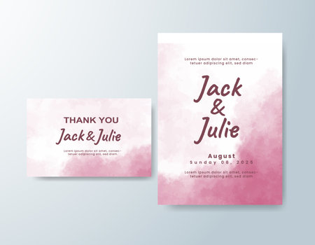 Wedding invitation with abstract watercolor backgroundのイラスト素材