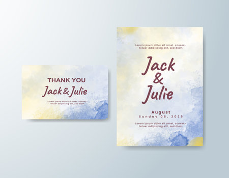 Wedding invitation with abstract watercolor backgroundのイラスト素材