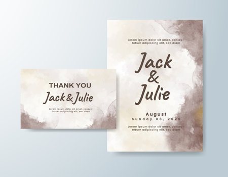 Wedding invitation with abstract watercolor backgroundのイラスト素材