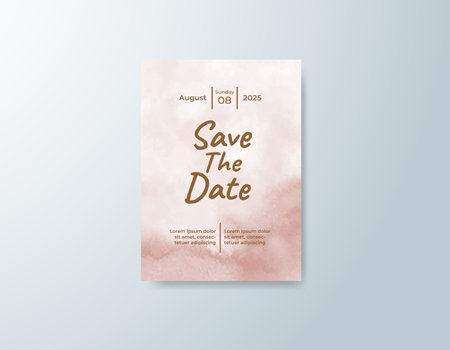 Wedding invitation with abstract watercolor backgroundのイラスト素材