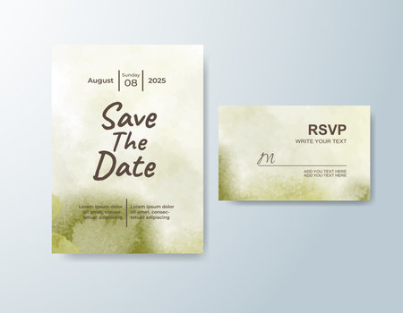Wedding invitation with abstract watercolor backgroundのイラスト素材