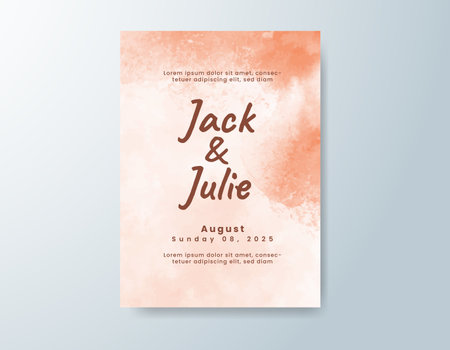 Wedding invitation with abstract watercolor backgroundのイラスト素材