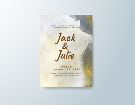 Wedding invitation with abstract watercolor backgroundのイラスト素材