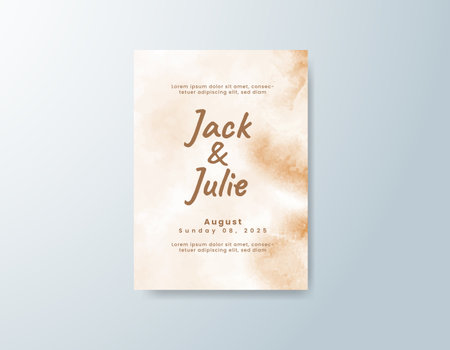 Wedding invitation with abstract watercolor backgroundのイラスト素材