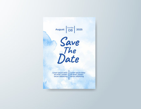 Wedding invitation with abstract watercolor backgroundのイラスト素材