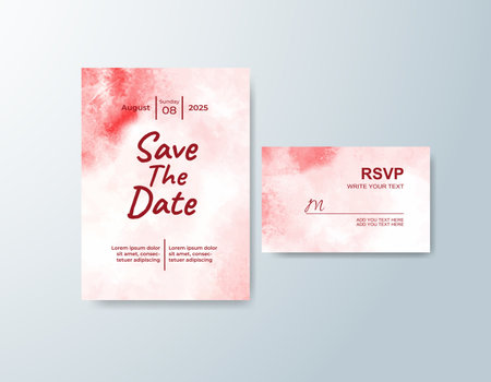 Wedding invitation with abstract splash watercolorのイラスト素材