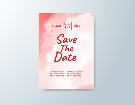 Wedding invitation with abstract splash watercolorのイラスト素材