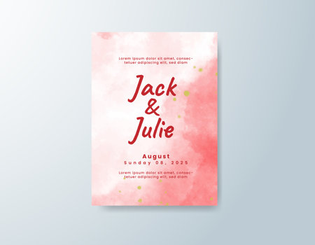 Wedding invitation with abstract splash watercolorのイラスト素材