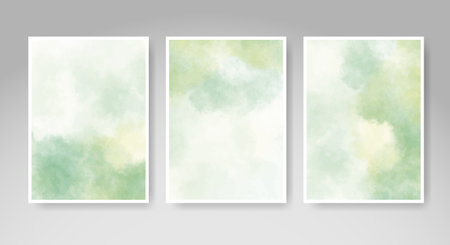 Set of cards with bright colorful vector watercolor background. Design for your date, postcard, banner.のイラスト素材