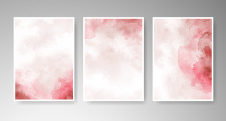 Set of cards with bright colorful vector watercolor background. Design for your date, postcard, banner.のイラスト素材