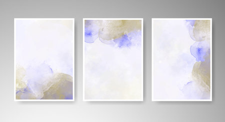 Set of cards with bright colorful vector watercolor background. Design for your date, postcard, banner.のイラスト素材