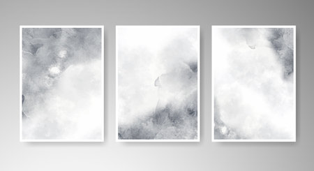 Set of cards with bright colorful vector watercolor background. Design for your date, postcard, banner.のイラスト素材