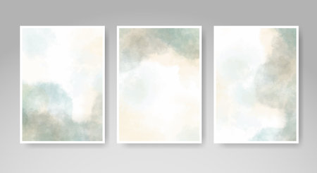 Set of cards with bright colorful vector watercolor background. Design for your date, postcard, banner.のイラスト素材