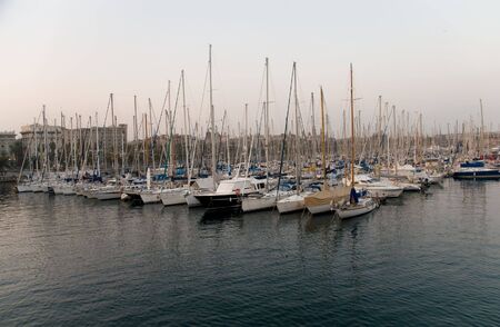 Yachts in the Barcelona portの写真素材