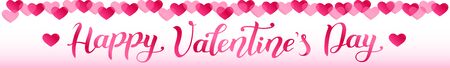 Banner or decoration for ribbon with handwritten modern calligraphy lettering of Happy Valentine's Day.のイラスト素材