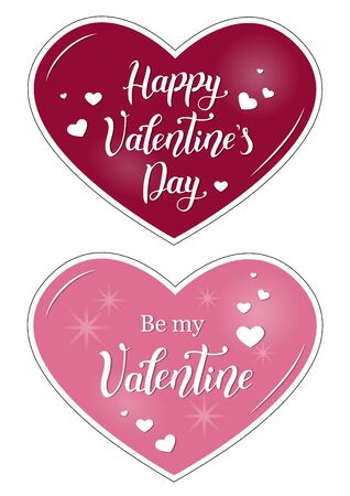 Pink and wine colored valentines with calligraphy lettering of Happy Valentine's day and Valentine's Dayのイラスト素材