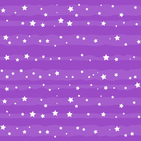 Seamless pattern with white stripes and stars on purple background for decoration, poster, banner, greeting card, postcard, advertising, packaging, cover, fabric, textile, wrapping paperのイラスト素材