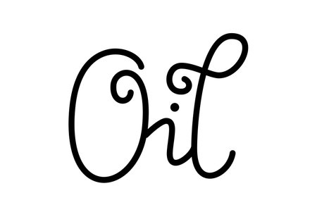 Modern calligraphy lettering of Oil in black isolated on white background for decoration.のイラスト素材
