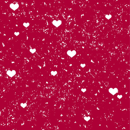 Romantic seamless abstract pattern with white hearts and texture on scarlet backgroundのイラスト素材